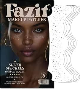 Fazit Silver Speckles - Glitter Freckle Makeup Patches - Shimmering Faux Freckles & Body Glitter - Waterproof, Long-Lasting Instant Glamour For Festivals & Parties - 6 Temporary Patches Per Pack