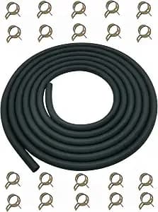 10 Feet 1/4 Inch Id Fuel Line Hose 0.25in W/ 20 Clamp - 6mm Gas Line For Kawasaki Kohler Briggs & Stratton Powersports Small Engines Generators Rubber