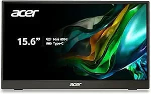 Acer pm161q Bbmiuux 15.6" Full Hd 1920 X 1080 Ips Business Slim Portable Monitor - Amd Freesync - External Monitor For Laptop Pc Mac I Two 1w Speakers - 2 - Usb 3.1 Type-C Ports & 1 - Mini Hdmi