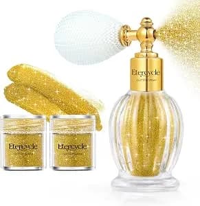 Hair Glitter Spray, Gold Body Glitter Extra Fine Shimmer Powder - Face Shimmer, Sparkly Glitter Gifts, Long-Lasting, Quick-Drying, For Clothing Stage Festival Rave Prom