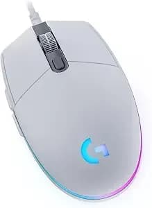 Logitech g203 Wired Gaming Mouse, 8,000 Dpi, Rainbow Optical Effect Lightsync Rgb, 6 Programmable Buttons, On-Board Memory, Screen Mapping, Pc/Mac Computer And Laptop Compatible - White