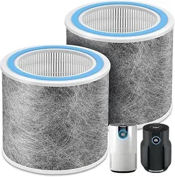 2 Pack hp102 Replacement Filter For Shark hp102/hp132/hp152 Air Purifier - Fits hc450/hc451/hc452/hc455 Clean Sense Iq, 3-In-1 Filtration Captures 99.98% Of Particles, Part Numbe#he1fkpet,he1fkbas