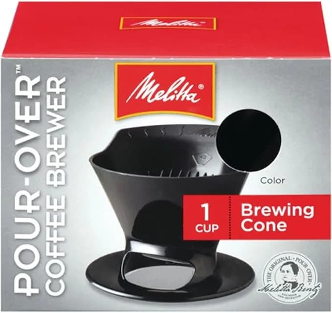Melitta 64007 1 Cup Black Pour-Over Coffee Brew Cone