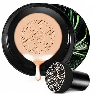 Moisture Cushion Cc Cream With Mushroom Puff, Natural Color - Air Cushion Foundation For Smooth, Lightweight Coverage And Quick Everyday Touch-Ups,Makeup Base Mushroom Head Mature Skin