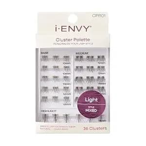 I-Envy Cluster Palette Lash Refill, Diy Lash Makeup, Clusters False Eyelash, Varied Length, Customizable Under Lash Extension Layering (Light Mixed Style #01)