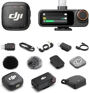 Dji Mic 3 (1 Tx + 1 Rx + Charging Case) + Lightning Adapter - Wireless Lavalier Mic For Iphone/Camera/Android, Adaptive Gain, Dual Band, 32-Bit Float, 400m Transmission, 28h Use