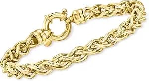Ross-Simons Italian 18kt Gold Over Sterling Round Wheat-Chain Bracelet