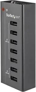 Startech.Com 7 Port Usb Charging Station With 5x 1a Ports And 2x 2a Ports - Standalone Usb Charging Strip For Multiple Devices (st7c51224)