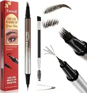 Eyebrow Pencil For Women, 2-In-1 Microblading Eyebrow Pen With 4d Square & Ultra-Fine Tips, Waterproof Long-Lasting Brow Pencil, Hair-Like Strokes For Natural Fuller Brows With Brow Brush, Black Brown