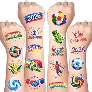 45 Pcs Soccer Temporary Tattoos For Kids, Soccer Birthday Party Decorations - Soccer Party Favors, Cool Temporary Tattoo Stickers For Team Activities And Game Days, Soccer Goodie Bags Stuffers