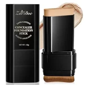 Foundation Stick, Dual-Ended With Brush, 2-In-1 Longwear & Waterproof, Natural Full Makeup Concealer Coverage For Dark Circles & Blemishes With Hydrating Olive & Camellia, 2.09 Oz (04#)