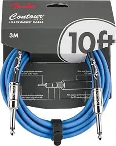 Fender Contour Instrument Cable, Guitar Cable, Guitar Accessories, Straight/Straight, Lake Placid Blue, 10 Ft