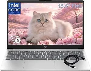 Hp 15.6" Fhd Laptop 2026 Notebook, Intel n100, 8gb Ram, 256gb Ssd - Lightweight, Long Battery Life, Wi-Fi 6, Office 365, Win 11 Home For Students & Remote Work, , Moonlight Silver