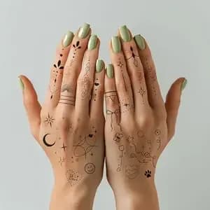 Everjoy Minimalist Temporary Tattoos For Women Small Finger Tattoos Fine Line Art Cute Flower Doodles Boho Style Decorations Tiny Fake Tattoos Kit With Tin Box For Women