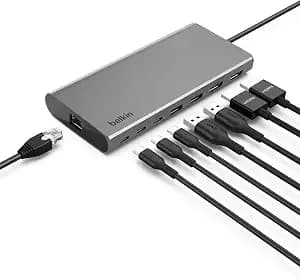 Belkin Usb-C Hub 8 In 1 Dual Display - Dual Monitor Support For Macbook, Windows Laptop, And Chromebook, Expands Usb-C Connectivity For Home Office