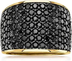 Ross-Simons 3.80 Ct. T.W. Pave Black Spinel Ring In 18kt Gold Over Sterling