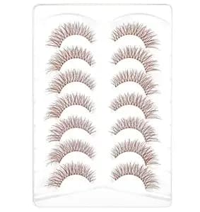Brown Lash Strips, Brown Natural Lashes, C-Curled - Cat-Eye Lashes, Faux Mink Fur False Eyelashes Reusable And Easy To Apply