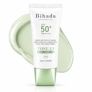 Green Tone-Up Color Correcting Primer Spf 50+ Pa++++, Face Primer For Visible Redness, Lightweight Hydrating Makeup Base, Smooth Non-Greasy Sun Cream Primer