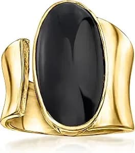 Ross-Simons Onyx Wrap Ring In 18kt Gold Over Sterling