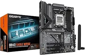 Gigabyte b840 Eagle wifi6e Amd am5 Atx Motherboard, Support Ryzen 9000/8000/7000 Series, 8+2+2 Power Phase, ddr5, 3x M.2, Pcie 4.0, Usb-C 3.2 Gen 2, Wifi 6e, 2.5gbe Lan, Ez-Latch, 3-Year Warranty