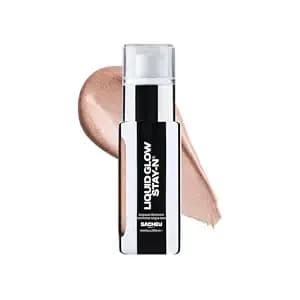 Sacheu Liquid Glow Stay-N Highlighter, Illuminator & Bronzer, Aura Glow - 3-In-1 Skin Enhancer, Longwear, Lightweight, Ultra-Blendable, Sheer Tint, Infused With Hyaluronic Acid