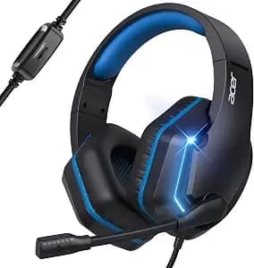 Acer Wired Gaming Headset For ps5, Xbox Series X - S, Led Gaming Headphones - Compatible With Switch, ps4, Pc, Noise Cancelling Microphone & 50mm Speaker, 3.5mm Jack For Gaming, Black