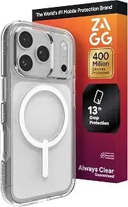 Zagg Crystal Palace Case For Iphone 17 Pro - Clear, Drop Protection (13ft/4m), Clearguard Anti‑Yellowing & Scratch‑Resistant, Magsafe & Wireless Charging Compatible