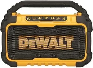 Dewalt 20v Max Bluetooth Speaker, 100 Ft Range, Durable For Jobsites, Phone Holder Included, Lasts 8-10 Hours With Single Charge (dcr010), Black Yellow