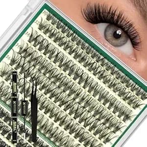 Keyyou Lash Clusters Kit 60d80d Wispy Voluminous Look For Date Or Wedding - 280pcs Super Soft 10-18mix Includes Bond&Seal And Applicator Fluffy Volume With Comfy Hold For Any Special Occasion