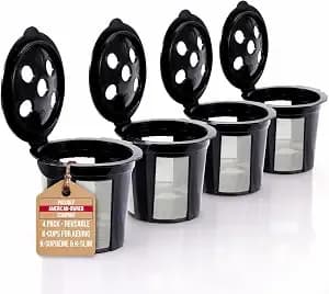 Reusable K Cups For Keurig Supreme & K Duo Gen 2 By Purehq - Coffee Pods - 4 Refillable 5 Hole Kcup Stainless Steel Mesh Filters For Ground Coffee - Also Fits K-Supreme Plus, K-Slim, K-Brew Chill