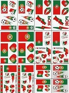 80pcs Portugal Soccer Temporary Tattoos, Football Tattoos For Fans - 80 Unique Portugal Soccer Designs, Easy Apply Temporary Tattoos