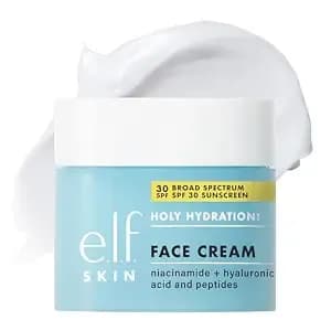 E.L.F. Skin Holy Hydration! Face Cream Broad Spectrum Spf 30 Sunscreen Moisturizer, Made With Hyaluronic Acid, Niacinamide & Peptides, Lightweight Daily Protection, 1.7 Oz