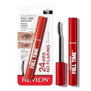 Revlon Colorstay Full Time Mascara, Volumizing Eye Makeup, 24 Hour Wear, Smudge-Proof, Non-Clumping And Flake-Free Formula, 401 Blackest Black