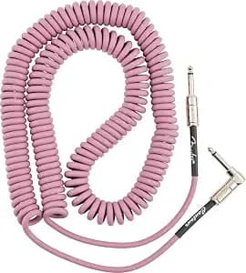 Fender Contour Coiled Instrument Cable, Guitar Accessories, Straight/Angle, Burgundy Mist, 30 Ft
