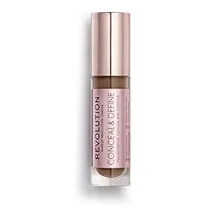 Revolution, Conceal & Define Concealer, Full Coverage & Lightweight, Long-Lasting Matte Finish, Vegan & Cruelty Free, c16 Dark To Deep Skin Tones, 0.14 Oz