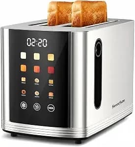 Toaster 2 Slice Touch Screen, Smart Toaster Wide Slot, Full Stainless Steel