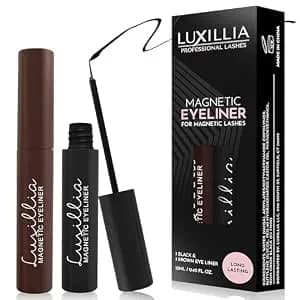 Luxillia Magnetic Eyeliner For Magnetic Eyelashes, Upgraded Strongest Hold, Most Natural Look, Waterproof, Smudge Proof Liquid Liner (Pack Of 2) (Black & Brown)
