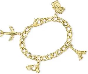 Ross-Simons Italian 14kt Yellow Gold-Plated Travel Charm Bracelet