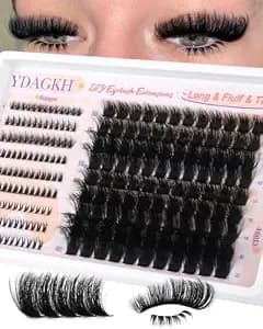 Thick Lash Clusters 300d+400d Volume Eyelash Clusters 12-22mm Long Fluff Cluster Eyelash Extensions Mega Full Diy Salon-Look Wispy Lash Extension With Bottom Lashes 5 Styles 220pcs