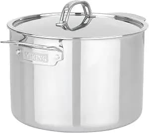 Viking Pureglide Pro 3-Ply Nonstick Stock Pot, Made Without Pfas, 8-Quart Induction Soup And Pasta Cooking Pot With Lid, Metal Utensil Safe Titanium Nonstick Surface, Oven Safe To 600f