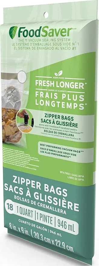 Foodsaver 1-Quart Bpa-Free Multilayer Construction Vacuum Zipper Bags