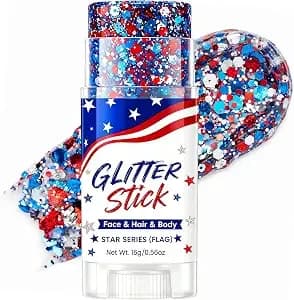 4th Of July Glitter Stick Patriotic Hair Glitter Body Glitter Face Glitter 4th Of July Outfits For Women Fourth Of July Outfit Women 4th Of July Fourth Of July Decorations，Red White And Blue x1