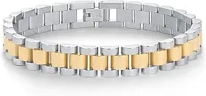 Pavoi 14k Gold Plated Waterproof Watch Strap Chain Bracelet For Women - Two Toned Mixed Metals Stainless Steel Chunky Link Bracelet