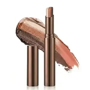 Gradient Eyeshadow Stick, 3-Color Shimmer Cream Eye Shadow Pen, Easy Blend Waterproof Long Lasting Eye Makeup Stick, Beginner Friendly Quick Eye Look (#01 Golden Mocha)