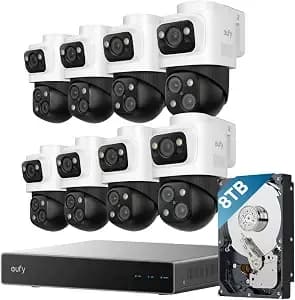 Eufy Security 4k Nvr System s4 Max, 8-Cam, 8tb Hdd, Poe Wired - 24/7 Recording, Triple Lens Bullet-Ptz Cam, 360° Coverage, Up To 16ch, Cross-Cam Tracking, 8× Auto Zoom, Smart Video Search