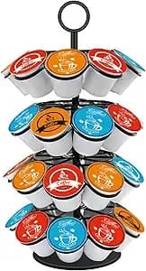 Coffee Pod Carousel Holder,Compatible With K-Cups Organizer Compatible With 36 Cup Pods,Spins 360-Degrees