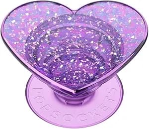 Popsockets Adhesive Phone Grip, Holder- Confetti Heart - Secure Comfortable Hold, Anti-Drop, Kickstand, Heart, Valentines, Glitter, Sparkle, Sparkly