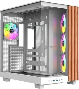 Thermaltake View 380 Xl Ws Argb; Mid Tower Chassis; Side Wood Trim; 4x120mm Argb Lite Fans Included; 420mm Gpu Clearance; Atx/Matx/Mitx; Hidden Connector Support; Dual Chamber; Snow; Ca-11e-00m6wn-Ws