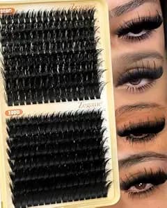 Zegaine Fluffier Lash Clusters 200d+300d Wispy Eyelash Clusters With Spikes 20mm Long Fluff Cluster Eyelash Extensions Thick Lashes Clusters D Curl Volume 256pcs
