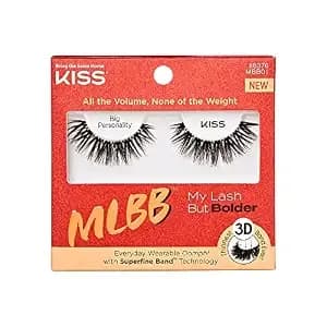 Kiss Mlbb False Eyelashes, My Lash But Bolder, Big Personality, 1 Pair, 14mm, Lightweight, Stylish, Bold 3d Volume Strip Lashes, Superfine Band Technology, Reusable Eyelashes, Dramatic Look